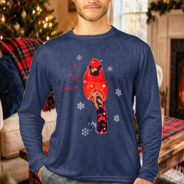 Cardinal Bird In Snowfall T Shirt