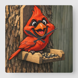 Cardinal Caricature Fyrkantig Klocka
