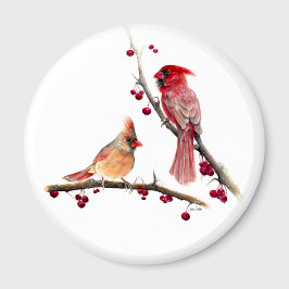 Cardinal Couple Berry Grenar Magnet