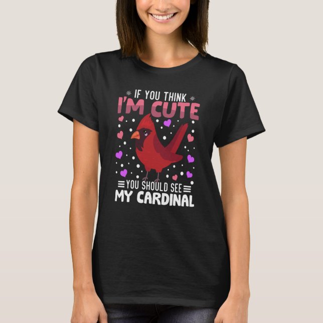 Cardinal Heart Valentine's Day Animal For Womens K T Shirt (Framsida)