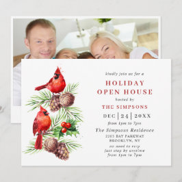 Cardinal Holly Berry Helgdag jul - öppningshus Inbjudningar