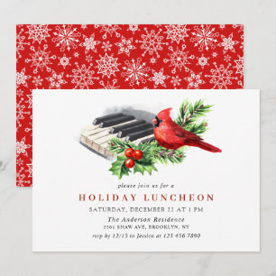 Cardinal Holly Berry Jul HELGDAG LUNCHEON Inbjudningar