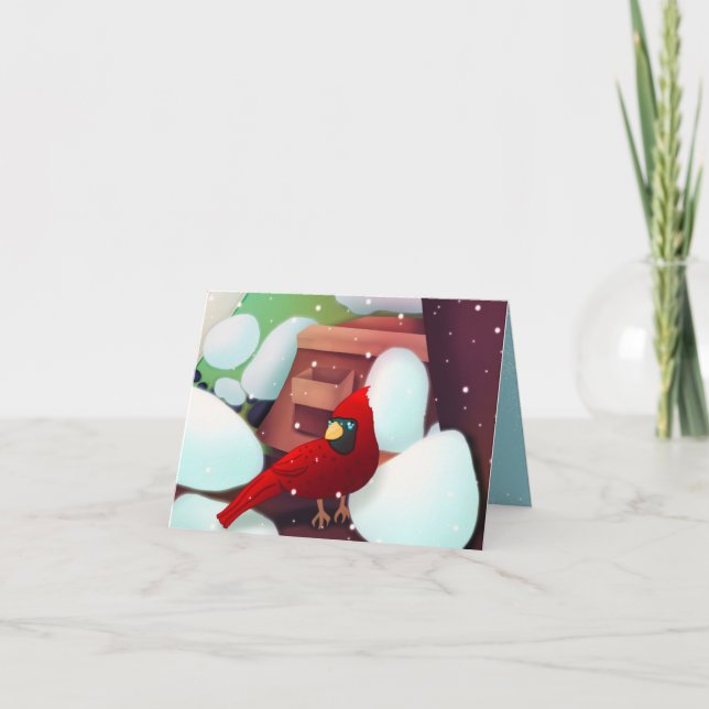 Cardinal In The Country Christmas Holiday Card Helgkort (Framsida)