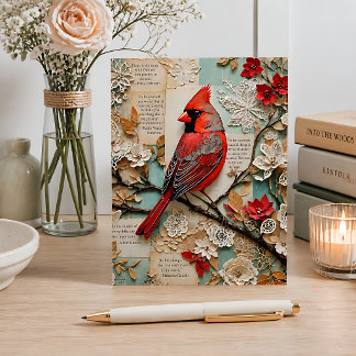 Cardinal Mixed Media Vykort