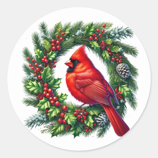 Cardinal Stickers Runt Klistermärke (Framsida)