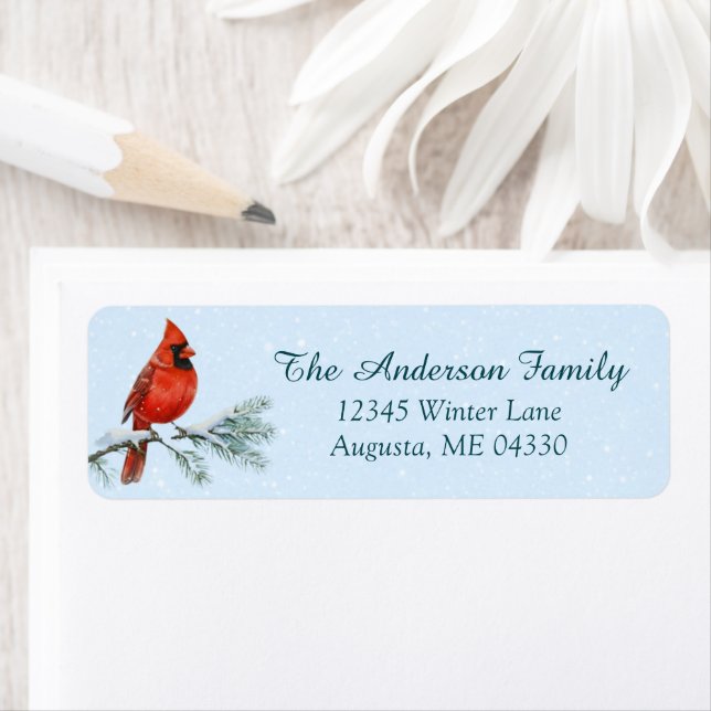Cardinal Sympathy Holiday Return Address Label  Returadress Etikett (Insitu)