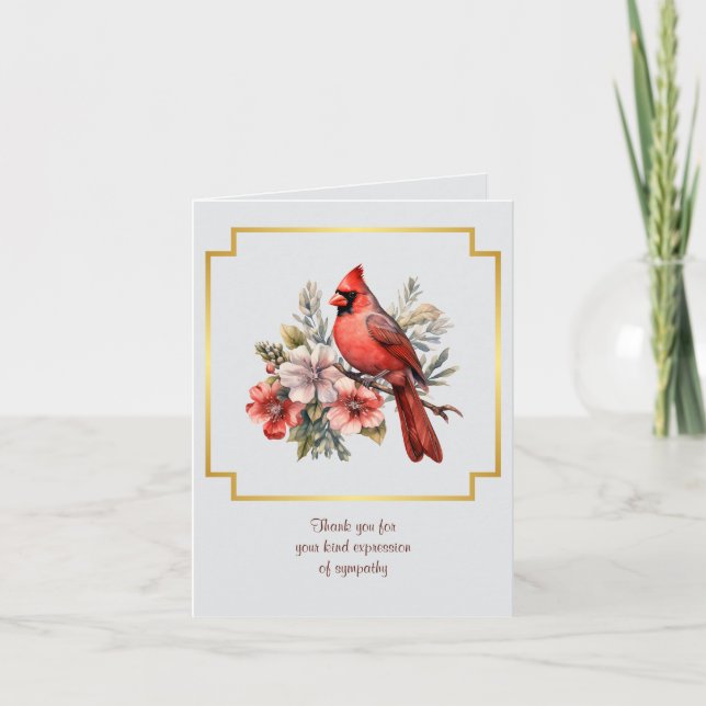 Cardinal Sympathy Thank You Folded Note Card Anteckningskort (Framsida)