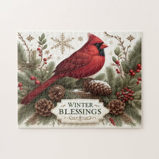 Cardinal Winter Blessings Pussel (Horisontell)