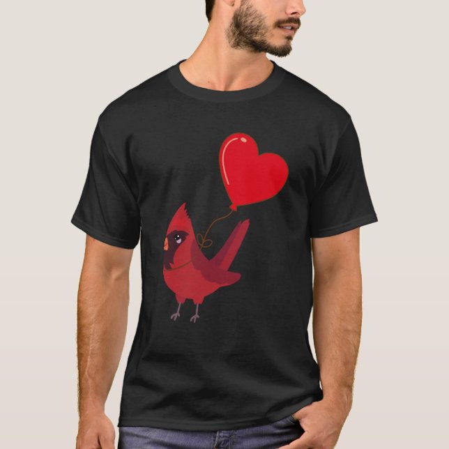 Cardinal With Heart Balloon Valentines Day Love Bo T Shirt (Framsida)