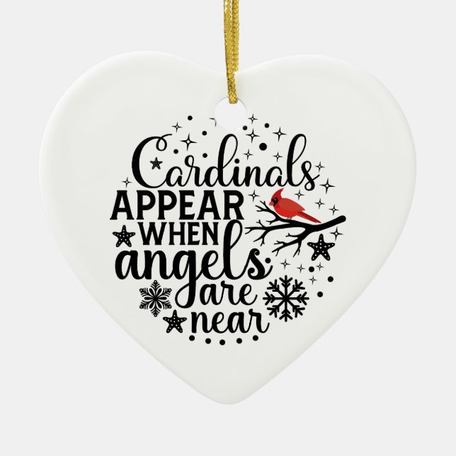 Cardinals appear Heart Ceramic Ornament (Framsidan)