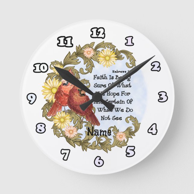Cardinals Faith Clock Rund Klocka (Framsida)