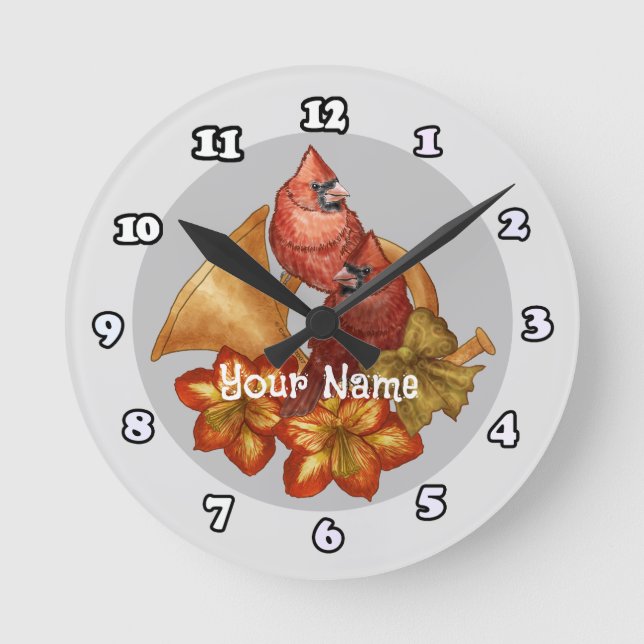 Cardinals Horn Clock Rund Klocka (Framsida)