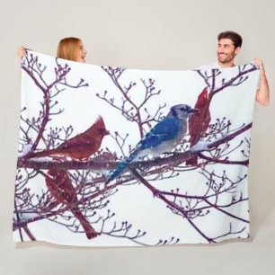 CARDINALS OCH BLUE JAY FLEECEFILT