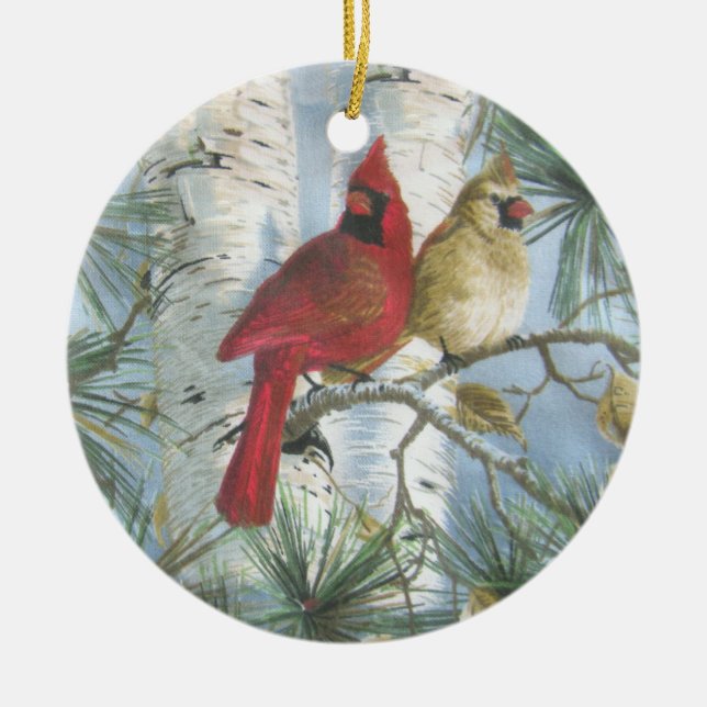 CARDINALS-ORNAMENT JULGRANSPRYDNAD KERAMIK (Framsidan)