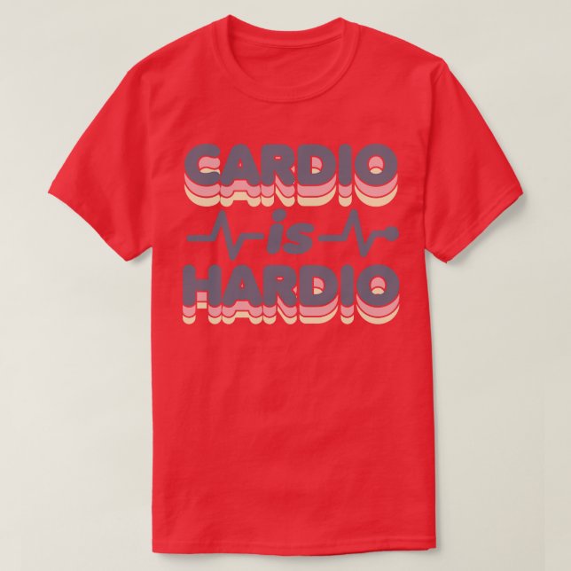 Cardio är Hardio Funny Gym Running Retro 70s Fitne T Shirt (Design framsida)