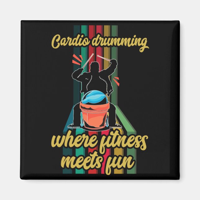 Cardio Drumming Gym Exercise Funny Fitness Cl W  Magnet (Framsidan)