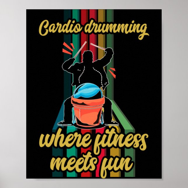 Cardio Drumming Gym Exercise Funny Fitness Cl W  Poster (Framsidan)