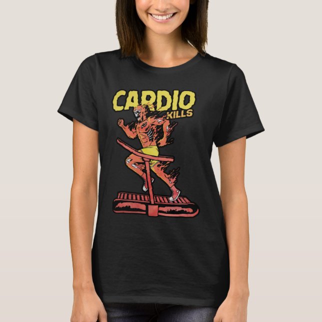 Cardio Kills Skeleton Skull  Running Marathon Runn T Shirt (Framsida)