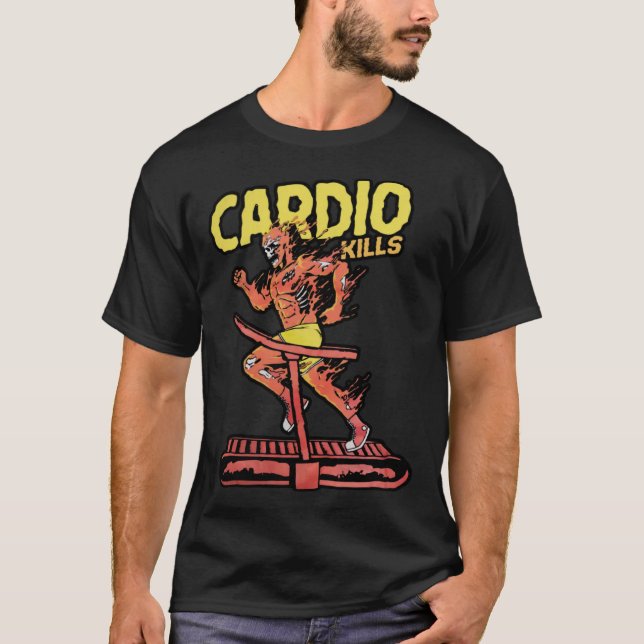 Cardio Kills Skeleton Skull  Running Marathon Runn T Shirt (Framsida)