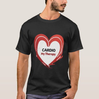 Cardio My Therapy | Djärvt Rött Hjärta Fitness T Shirt