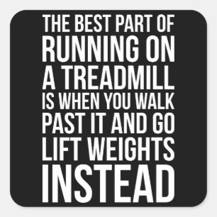 Cardio, Treadmill Running vs Lipping - Funny Gym Fyrkantigt Klistermärke