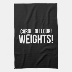 Cardio vs Weights - Funny Novelty Gym Workout Kökshandduk