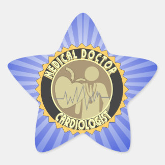 CARDIOLOGISTLOGOTYP - HJÄRTADOKTOR STJÄRNFORMAT KLISTERMÄRKE