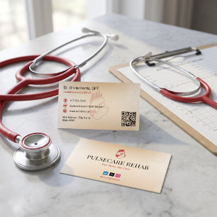 CardioPulmonary Rehab-verksamhet Ljust röd Visitkort