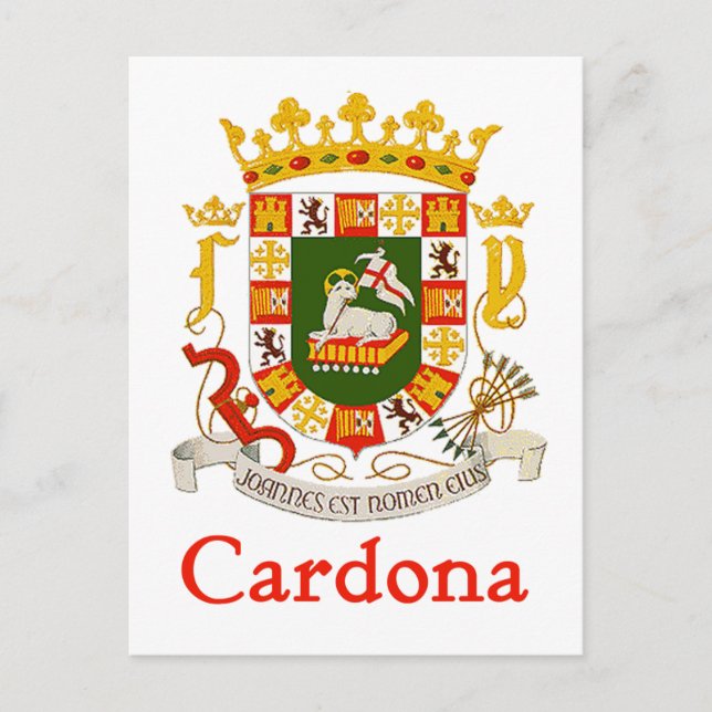 Cardona Shield of Puerto Rico Vykort (Framsida)