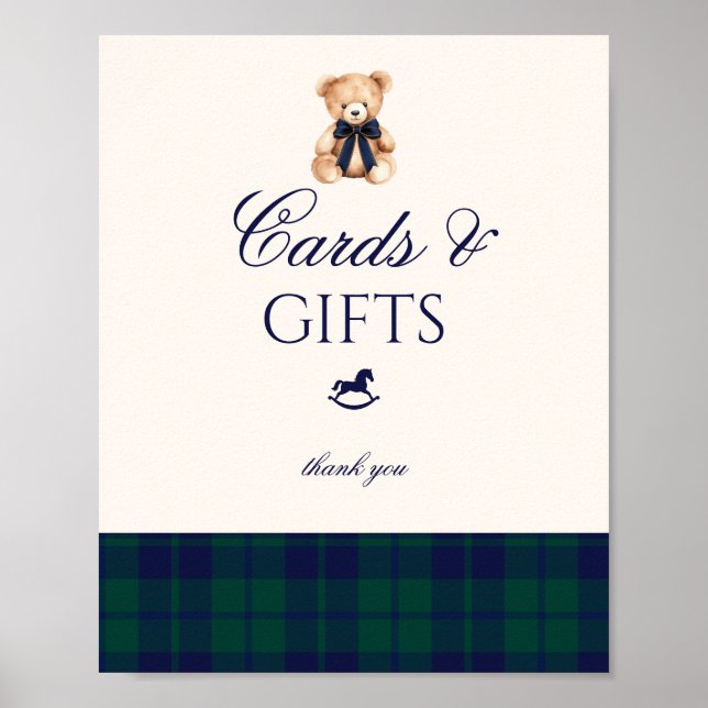 Cards and gifts Preppy Teddy Bear Plaid Poster (Framsidan)