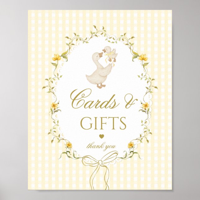 Cards and gifts Silly Goose gender neutral gingham Poster (Framsidan)