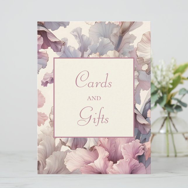 Cards and Gifts Wedding Sign, Elegant Floral Blush (Stående Fram)