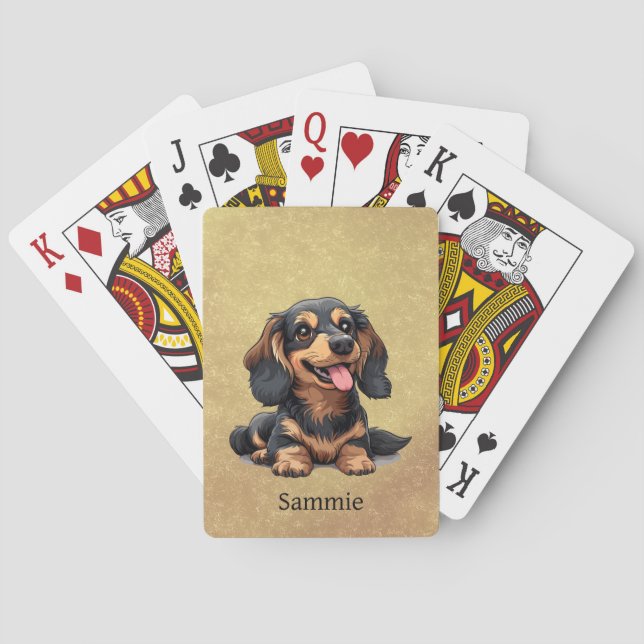 Cards Anpassningsbar av Cute Dachshund Puppy-Hund Casinokort (Baksidan)