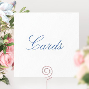 "Cards" bröllop-tecken, Blue Elegant Calligraphy Tack Kort