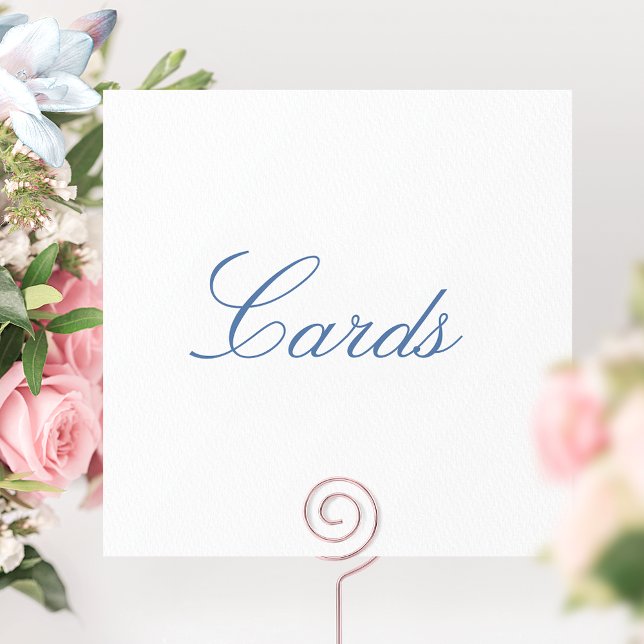 "Cards" bröllop-tecken, Blue Elegant Calligraphy Tack Kort (Skapare uppladdad)