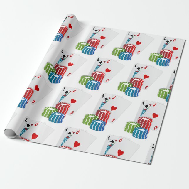 Cards Casino Gambling Poker Chip Las Vegas Presentpapper (Utrullad)