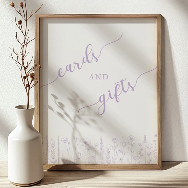Cards & Gifts Baby Shower Sign | Lavender Poster (Cards and Gifts Sign)