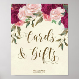Cards Gifts bröllop-blommigtar för rosa av elfenbe Poster