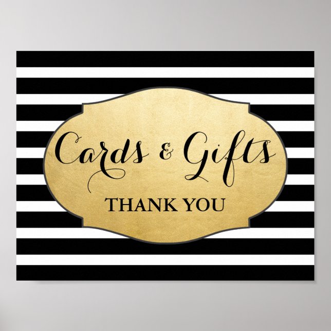 Cards Gifts Bröllop Sign Faux Gold Foil Rand Poster (Framsidan)