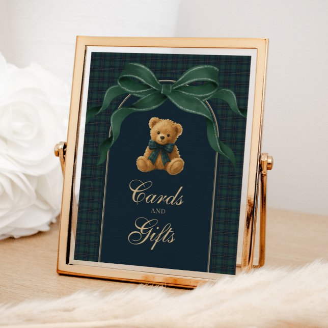 Cards & Gifts: Plaid Polo Teddy Bear Baby Shower Poster (Skapare uppladdad)