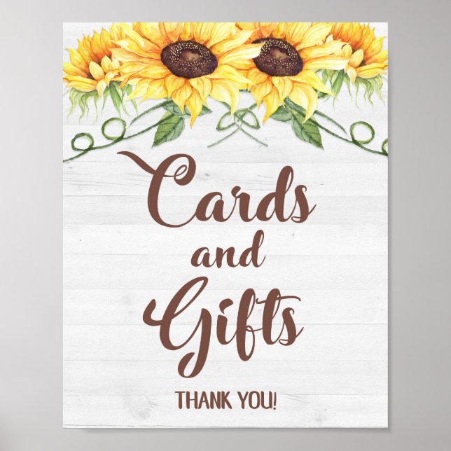 Cards & GIFTS Sunblommor Party-tecken Poster (Framsidan)