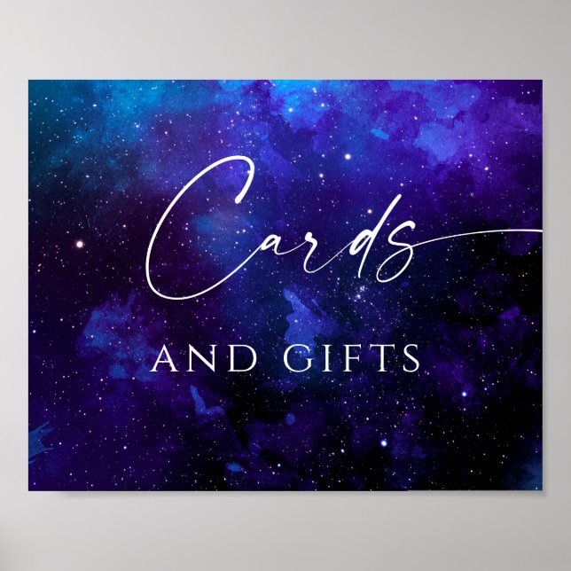 Cards & Gifts Wedding Sign | Galaxy Starry Night  Poster (Framsidan)