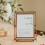 Cards Gips Bord Tack Elegant Black White Poster<br><div class="desc">Jag vill uttrycka min tacksamhet med den här eleganten "Kort och gåvor", perfekt för bröllop eller speciellt firande. Med sin minimalistiska utformning och förfinade typografi är detta utskrivbara eller tryckta tecken ett tänkbart sätt att vägleda dina gäster och tacka dem för deras kärlek och generositet. Anpassa den så att den...</div>