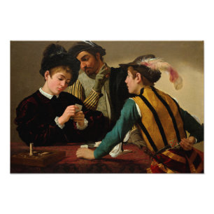 Cardsharps, 1595 av Caravaggio Fototryck