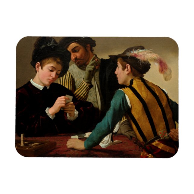 Cardsharps, 1595 av Caravaggio Magnet (Horisontell)