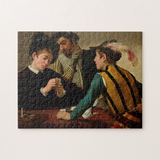 Cardsharps, 1595 av Caravaggio Pussel (Horisontell)