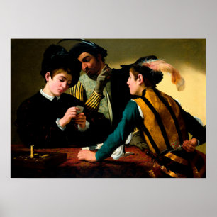 Cardsharps av Caravaggio Poster