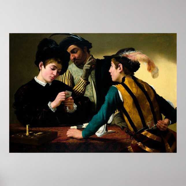 Cardsharps av Caravaggio Poster (Framsidan)