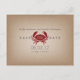 Cardstock Inspired Crab Bröllop spara datum Meddelande Vykort