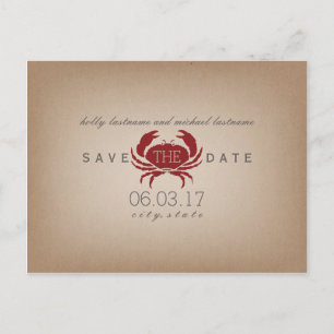 Cardstock Inspired Crab Bröllop spara datum Meddelande Vykort
